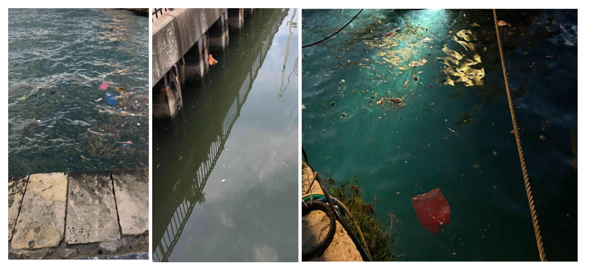 Trash waste drift in harbors